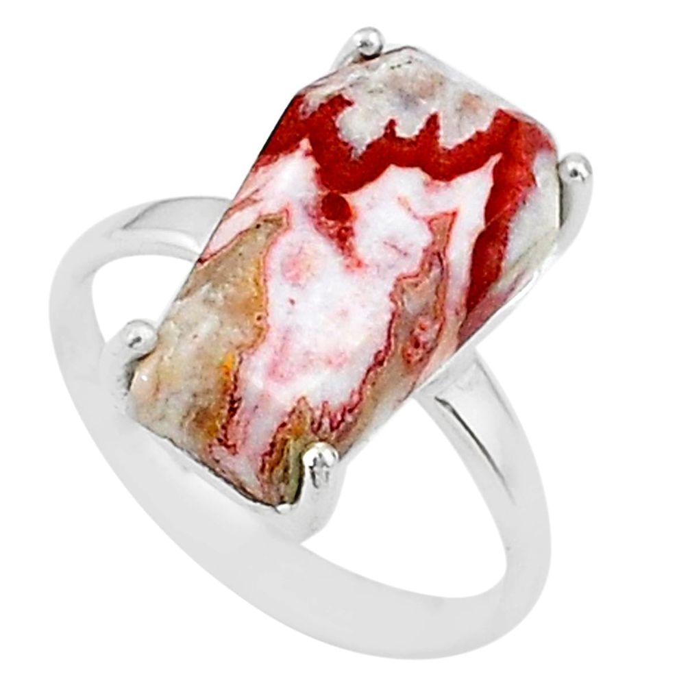 925 silver 6.73cts coffin natural pink rosetta stone jasper ring size 7 t17400