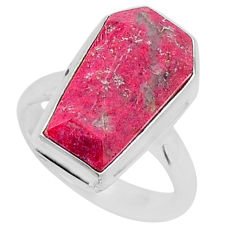 925 silver 7.46cts coffin natural pink thulite solitaire ring size 6.5 r96100