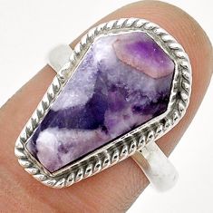 925 silver 5.38cts coffin natural purple chevron amethyst ring size 8 u74333