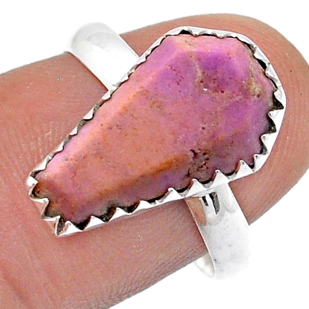 925 silver 4.91cts coffin natural purple phosphosiderite ring size 8.5 u73597