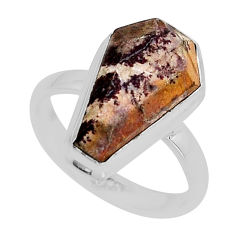 925 silver 5.53cts coffin natural sonoran dendritic rhyolite ring size 7 y95603