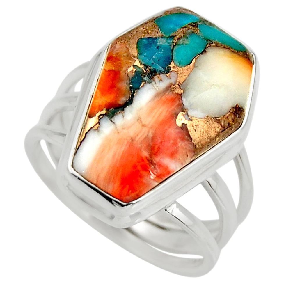 925 silver 12.34cts coffin spiny oyster arizona turquoise ring size 7 r27058