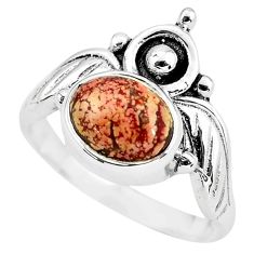 925 silver 2.98cts crown natural picture jasper solitaire ring size 7 p57805