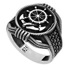 925 silver 1.74cts dharma wheel natural black topaz mens ring size 8.5 c27843