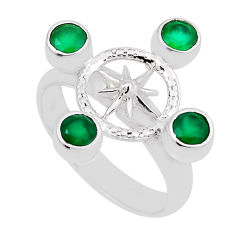 925 silver 2.40cts dharma wheel natural green chalcedony ring size 6.5 n28430