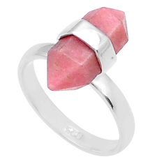 925 silver 5.80cts double pointer natural pink thulite fancy ring size 7 u67811