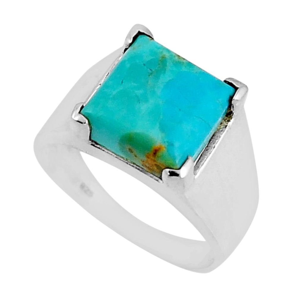 925 silver 5.38cts faceted blue arizona mohave turquoise ring size 7.5 y50453