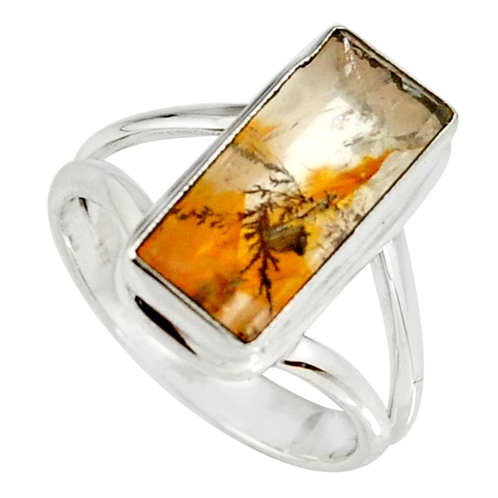 925 silver 5.74cts faceted brown dendritic quartz solitaire ring size 8 r19360