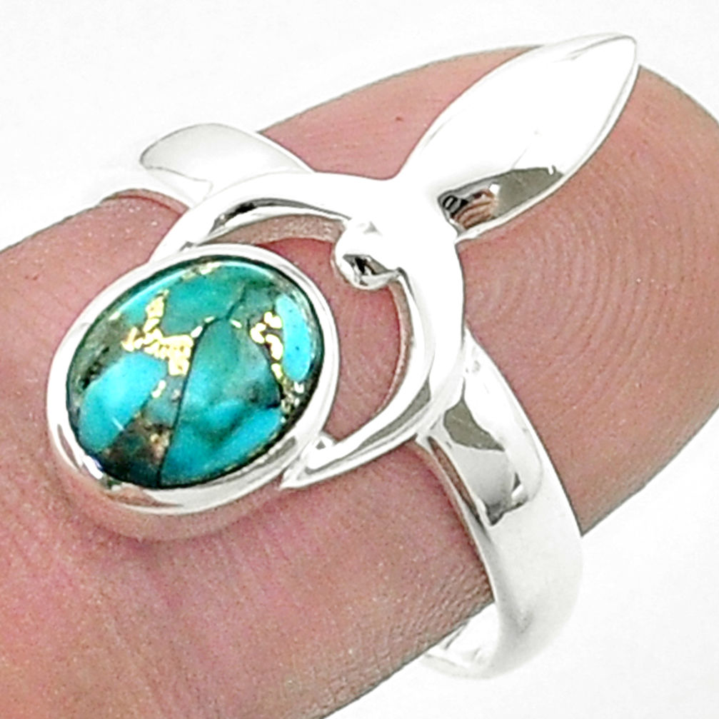 925 silver 2.02cts faceted copper turquoise spirit healer ring size 8.5 u36969