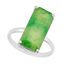 925 silver 6.13cts faceted hydro natural green grass garnet ring size 7 y25923