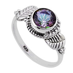 925 silver 2.40cts faceted multi color rainbow topaz leaf ring size 6.5 n47807