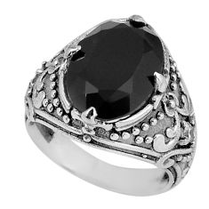 925 silver 6.54cts faceted natural black onyx topaz oval ring size 5.5 y45726
