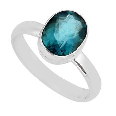 925 silver 4.21cts faceted natural blue apatite (madagascar) ring size 10 y72472