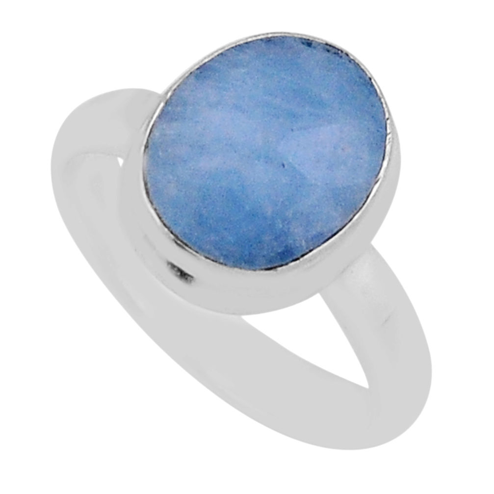 925 silver 5.11cts faceted natural blue aquamarine oval shape ring size 7 n42049