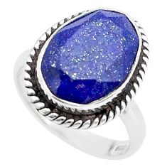 925 silver 6.04cts faceted natural blue lapis lazuli fancy ring size 6.5 u46144