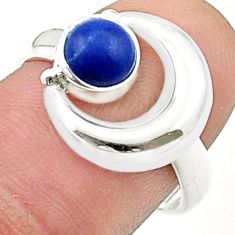 925 silver 1.21cts faceted natural blue lapis lazuli moon ring size 8 u36651