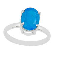 925 silver 2.94cts faceted natural blue neon apatite ring jewelry size 6 y25840