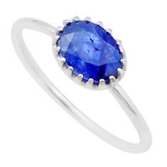 925 silver 1.98cts faceted natural blue sapphire oval shape ring size 8 u35216