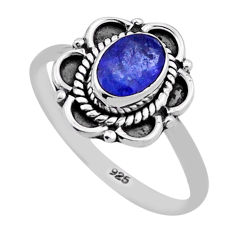 925 silver 1.48cts faceted natural blue tanzanite oval shape ring size 7 n43689