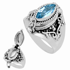 925 silver 2.54cts faceted natural blue topaz poison box ring size 7.5 n39133