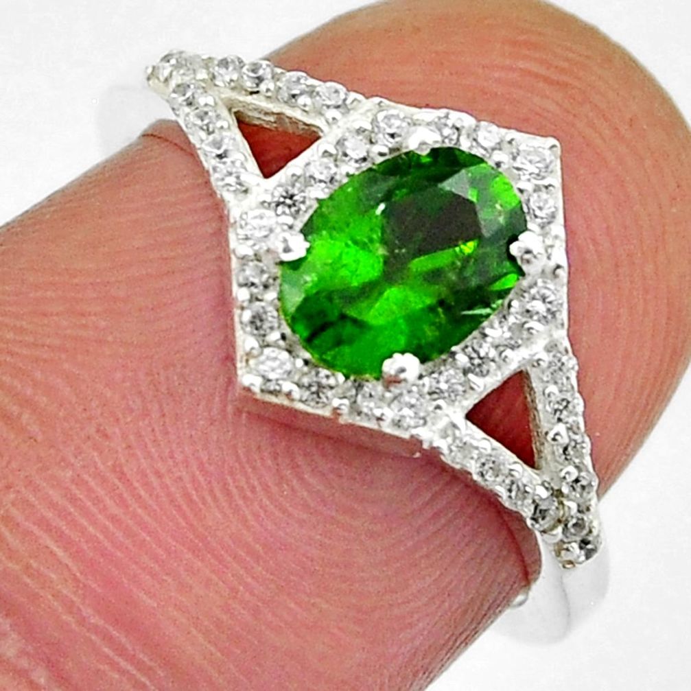 925 silver 2.17cts faceted natural chrome diopside topaz ring size 5.5 y38343