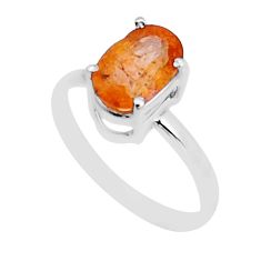 925 silver 2.52cts faceted natural golden imperial topaz oval ring size 7 y1862