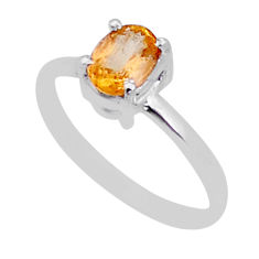 925 silver 1.47cts faceted natural golden imperial topaz oval ring size 8 y1870