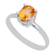 925 silver 1.46cts faceted natural golden imperial topaz oval ring size 8 y1872