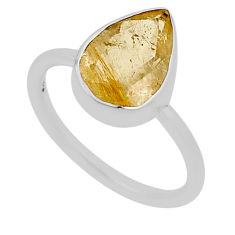 925 silver 3.71cts faceted natural golden tourmaline rutile ring size 6.5 n33695