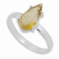 925 silver 2.85cts faceted natural golden tourmaline rutile ring size 8 n39854