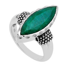 925 silver 5.22cts faceted natural green emerald marquise ring size 7 n54702