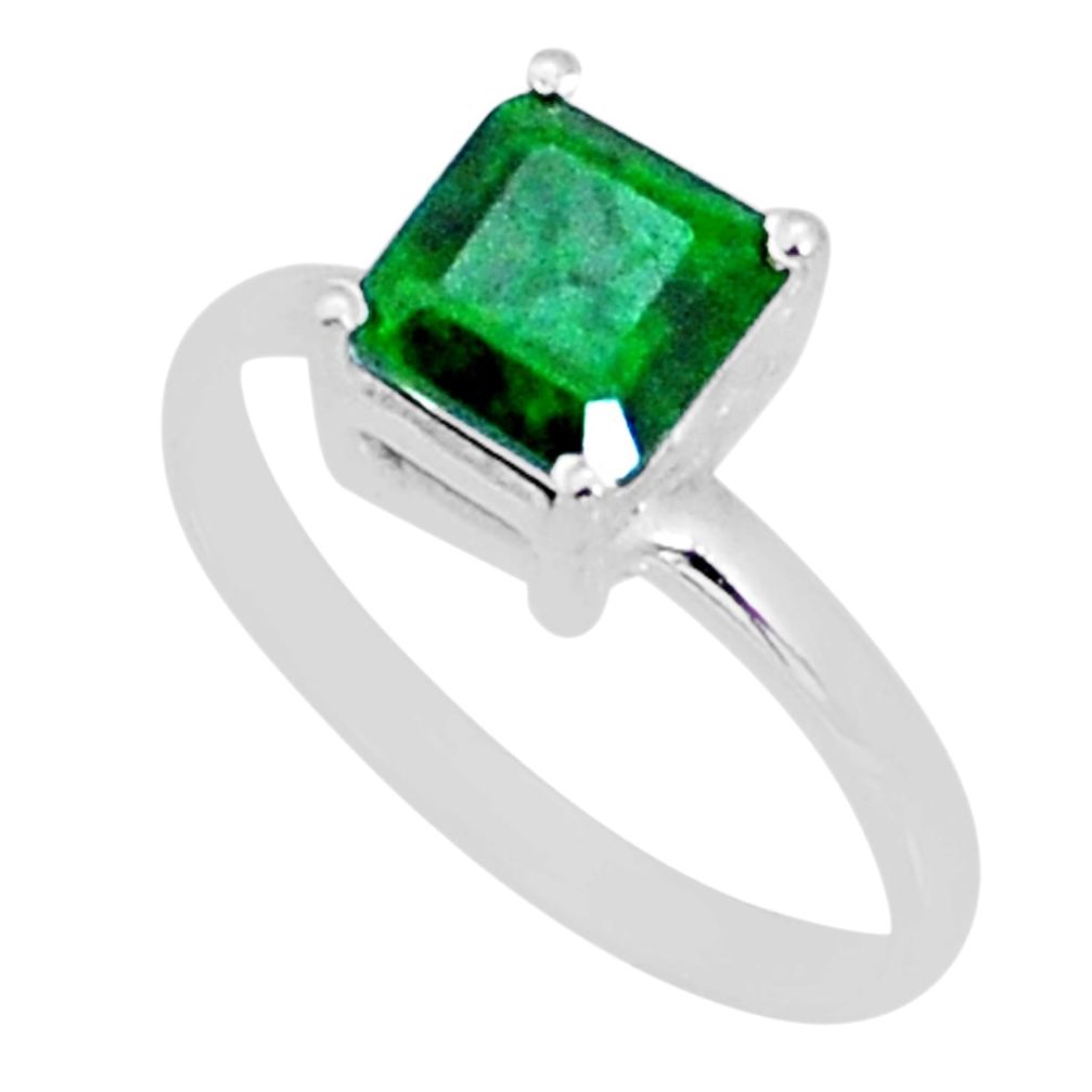 925 silver 2.47cts faceted natural green maw sit sit square ring size 7 y2144
