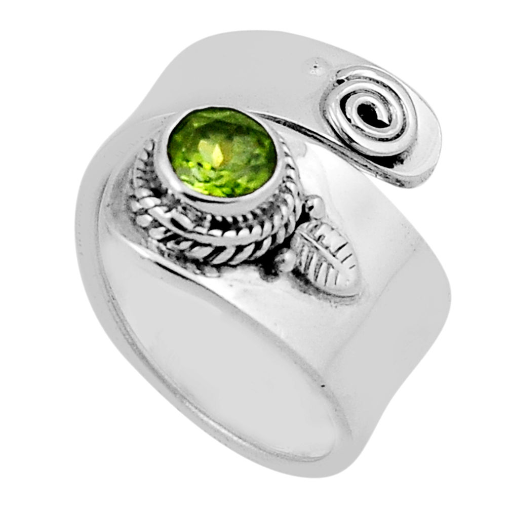 925 silver 1.15cts faceted natural green peridot adjustable ring size 6.5 n37084