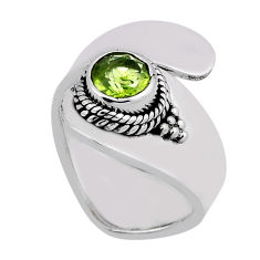 925 silver 1.01cts faceted natural green peridot adjustable ring size 5.5 n37090