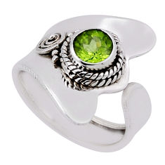 925 silver 1.09cts faceted natural green peridot adjustable ring size 6.5 n37104