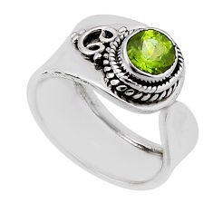 925 silver 1.09cts faceted natural green peridot adjustable ring size 7 n35409