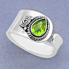 925 silver 1.56cts faceted natural green peridot adjustable ring size 7 y16012