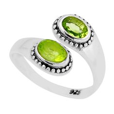 925 silver 2.18cts faceted natural green peridot adjustable ring size 7 y45896