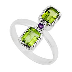 925 silver 3.29cts faceted natural green peridot amethyst ring size 7.5 y55031