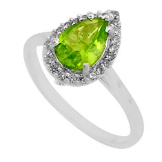 925 silver 3.13cts faceted natural green peridot pear topaz ring size 7 y93838