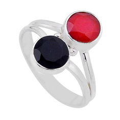 925 silver 5.35cts faceted natural honey black onyx round ring size 8.5 n53893