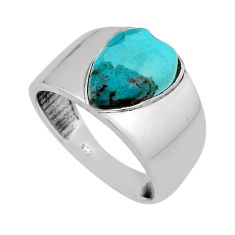925 silver 5.11cts faceted natural kingman turquoise heart ring size 8.5 y82324