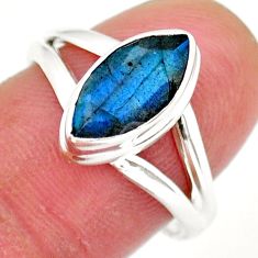 925 silver 4.49cts faceted natural labradorite marquise ring size 7.5 y16274