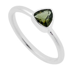 925 silver 0.99cts faceted natural moldavite (genuine czech) ring size 8 n47694