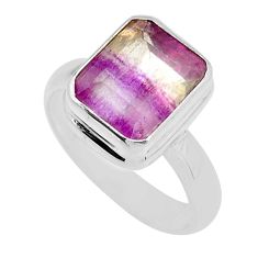 925 silver 5.31cts faceted natural multi color fluorite ring size 7 y43545