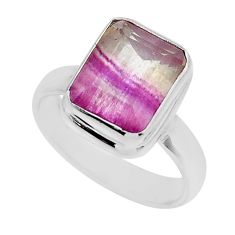 925 silver 5.09cts faceted natural multi color fluorite ring size 7.5 y43599
