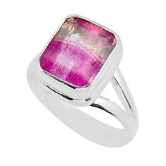 925 silver 5.20cts faceted natural multi color fluorite ring size 7.5 y43605