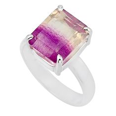 925 silver 5.11cts faceted natural multi color fluorite ring size 6.5 y46663