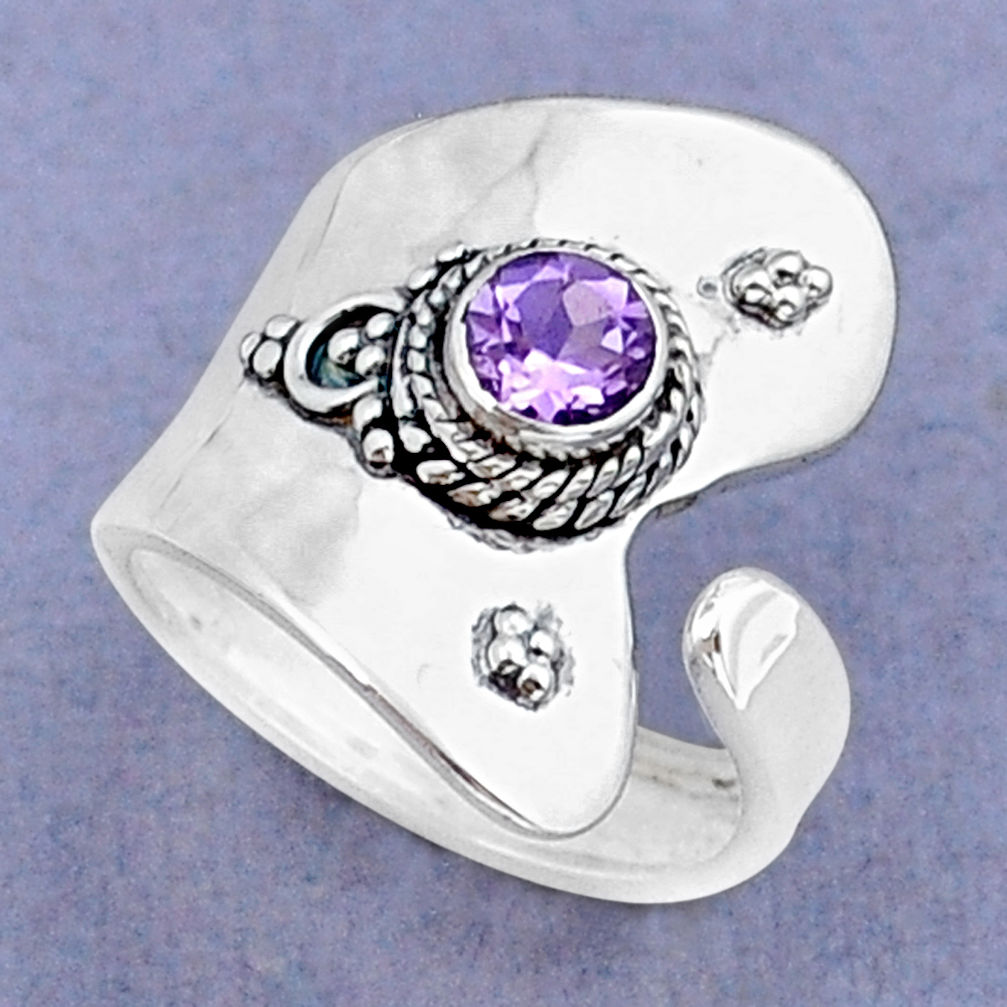 Clearance Sale- 925 silver 0.72cts faceted natural purple amethyst adjustable ring size 7 y15983
