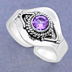 925 silver 0.86cts faceted natural purple amethyst adjustable ring size 8 y15931
